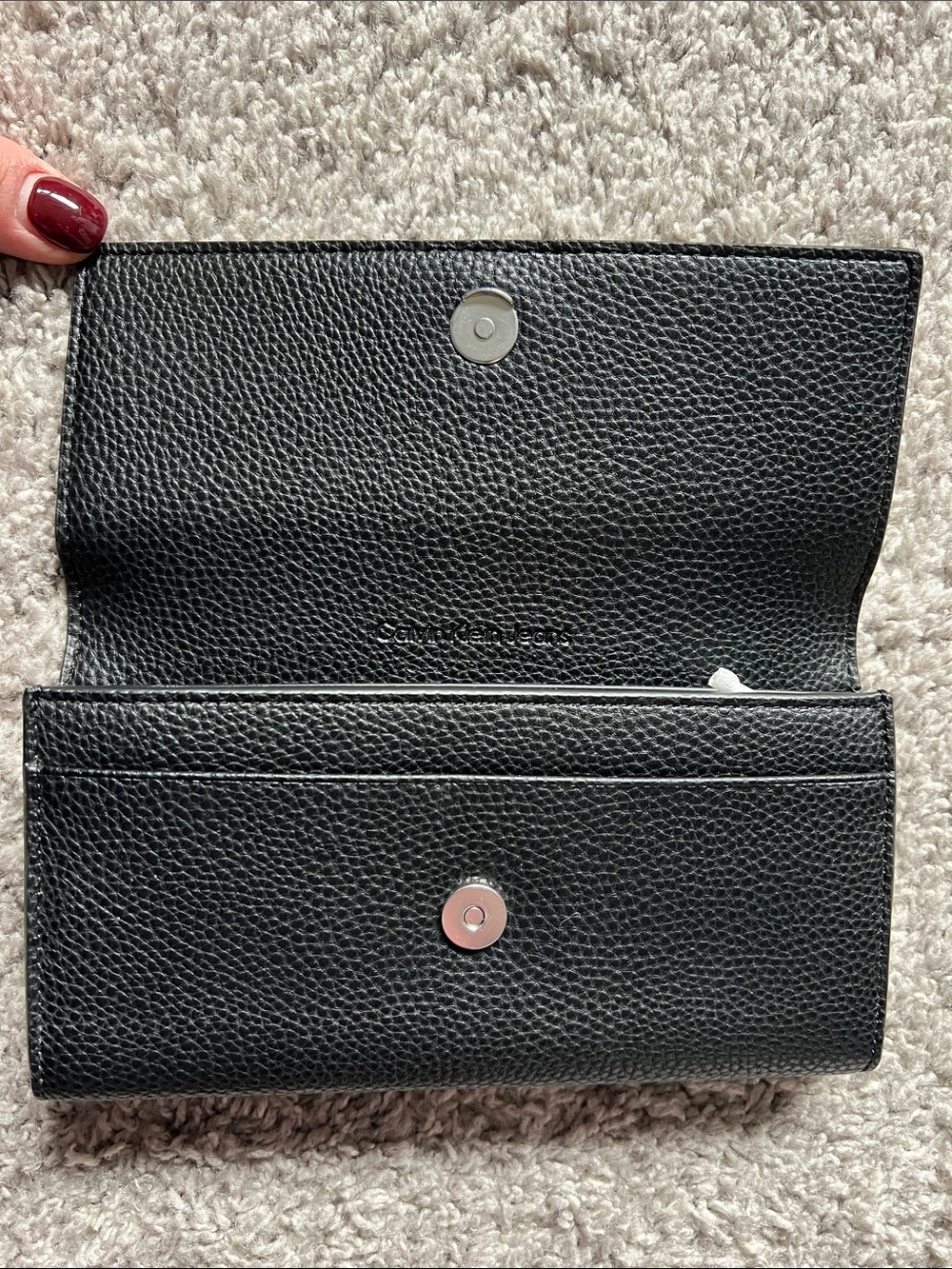 Calvin Klein Black Pebbled Leather Flap Wallet - Picture 3 of 8
